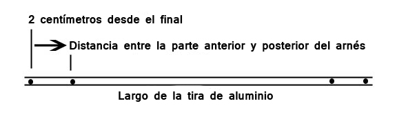 Medidas para la barra de aluminio del arnés